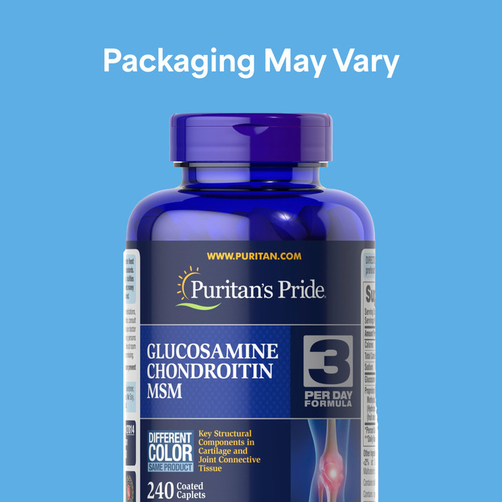 Puritan's Pride Glucosamine Chondroitin MSM Dietary Supplement for Joint Health, 240 Coated Tablets(Packaging may vary)