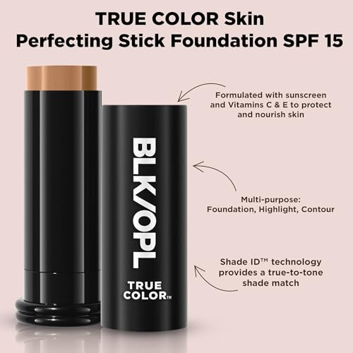 BLK/OPL Skin Perfecting Foundation Stick, True Color - SPF 15 Buildable & Blendable Face Foundation Makeup with Matte Finish - Full Coverage, Color C