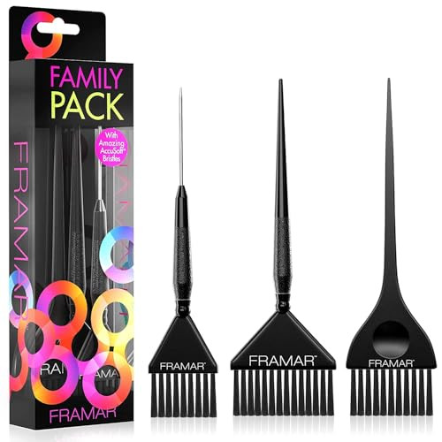 Framar Family Hair Color Brush Set - Hair Dye Brush Kit, Hair Coloring Brushes For Hair Stylist, Tint Brushes for Hair Color, Tapered Edges For Preci