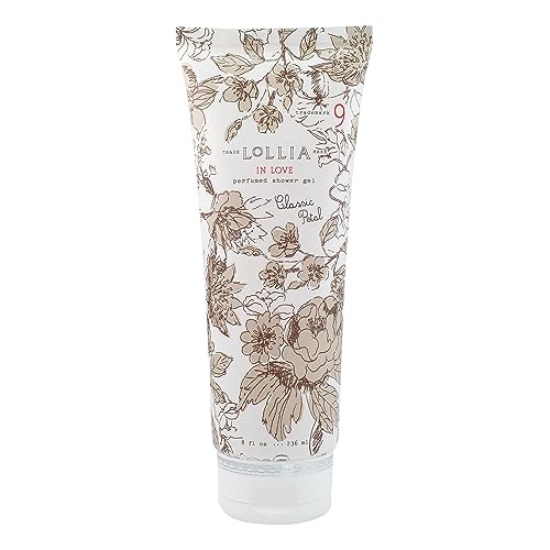 LOLLIA In Love Shower Gel, 8 fl oz, Classic Petals, Apple Blossom, Jasmine, & Living Rose, Luxury Shea Moisture Hydrating Women's Body Wash, Delicate
