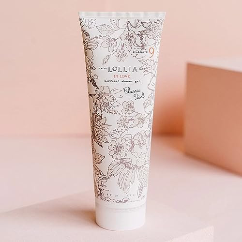 LOLLIA In Love Shower Gel, 8 fl oz, Classic Petals, Apple Blossom, Jasmine, & Living Rose, Luxury Shea Moisture Hydrating Women's Body Wash, Delicate
