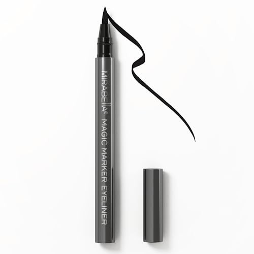 Mirabella Black Magic Marker Waterproof Liquid Eyeliner, Long-Lasting Smudge-Proof Matte Black Eyeliner with Felt Brush-Tip for Precise Controlled Ap