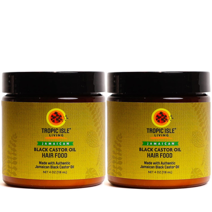 Tropic Isle Living Jamaican Black Castor Oil Hair Food 4oz (Pack of 2)  Nutrient-Rich Formula for Scalp Nourishment, Hair Growth, and Breakage Preve