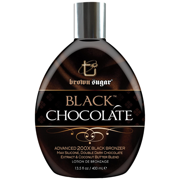 Brown Sugar Black Chocolate Tanning Lotion, Advanced 200X Black Bronzer with Double Dark Chocolate Extract & Organic Butters, 13.5 Fl Oz