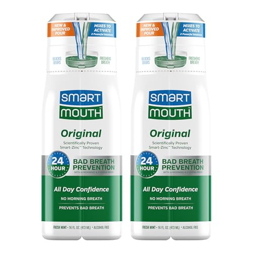SmartMouth Original Zinc Activated Mouthwash - Instant Fresh Breath Mouthwash - Eliminates Bad Odors and Bad Breath - Alcohol-Free, Sugar-Free, Glute