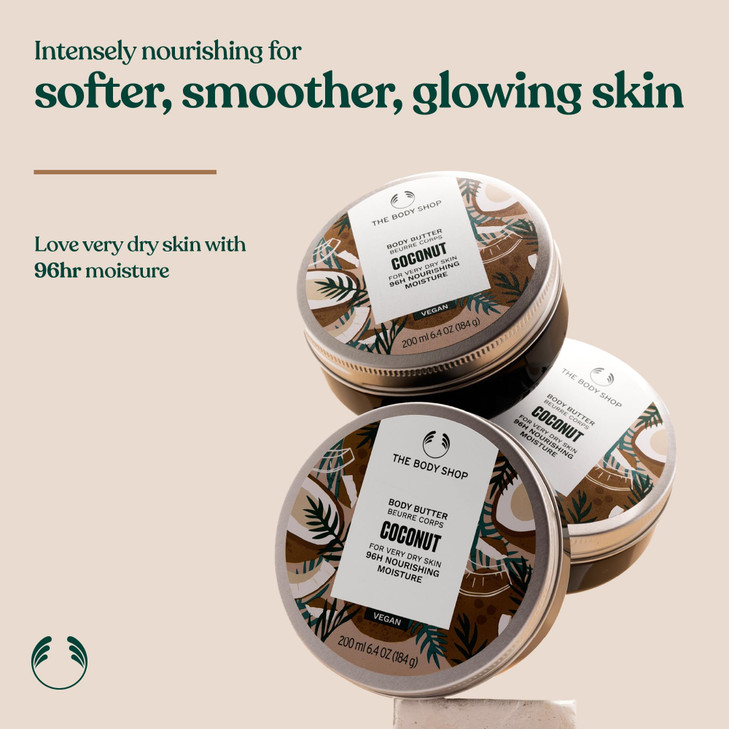 The Body Shop Coconut Body Butter  Nourishing & Moisturizing Skincare for Very Dry Skin  Vegan  6.75 oz
