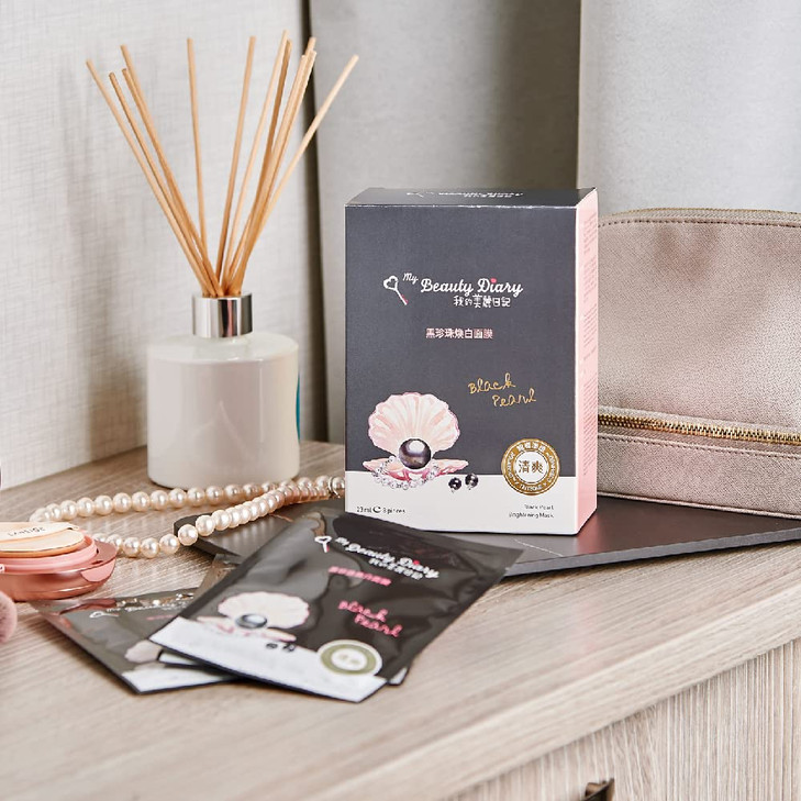 My Beauty Diary-Black Pearl Brightening Facial Mask, Intense Brightening and Ulta Hydrating, Rich Nutrition to Revitalize Dull Skin (8 Combo Pack)