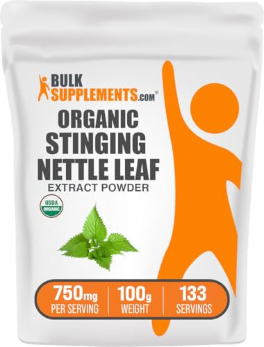BulkSupplements.com Organic Stinging Nettle Extract Powder - Nettle Leaf Extract, Herbal Supplement - Vegan & Gluten Free, 750mg per Serving, 250g (8