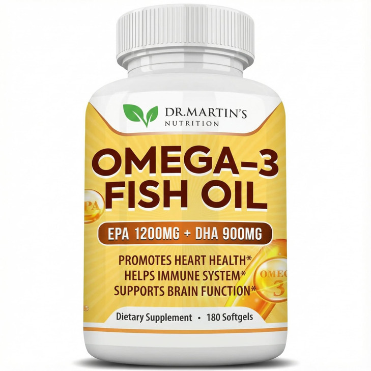 Omega 3 Fish Oil 3750mg Triple Strength | EPA 1200mg + DHA 900mg Fatty Acids | Fish Oil Omega 3 Supplement | Promotes Healthy Heart, Immune System, E