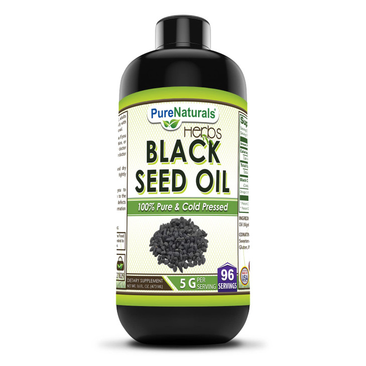 Pure Naturals Black Seed Oil Supplement | 16 Oz | 5 G Per Serving | 96 Servings Per Bottle | Non-GMO |Gluten-Free | Made in USA