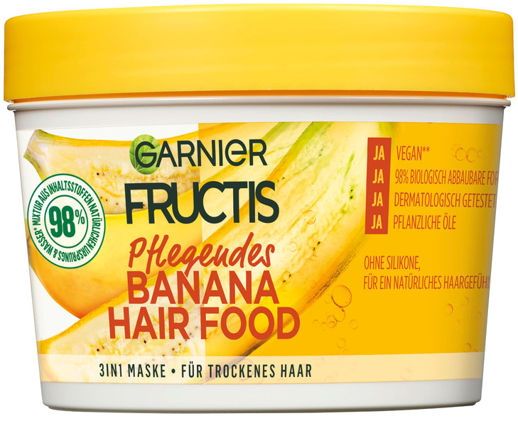 Garnier Fructis Nourishing Banana Hair Food, 3-in-1 Mask for Dry Hair, Nourishes and Gives Smoothness, 390 ml