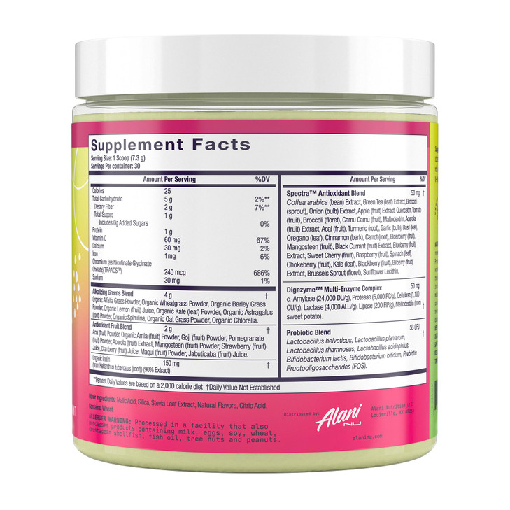 Alani Nu Super Greens Powder Wild Berry | Green Juice Supplement | Spirulina + Wheat Grass Powder | Naturally Flavored | Smoothie Juice Mix | Gluten