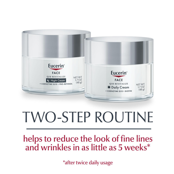 Eucerin Q10 Skin Care Set, Anti Wrinkle Daily Face Cream with Biotin (1.7 Oz) + Anti Wrinkle Night Cream with Pro-Retinol (1.7 Oz), Fragrance Free Fa