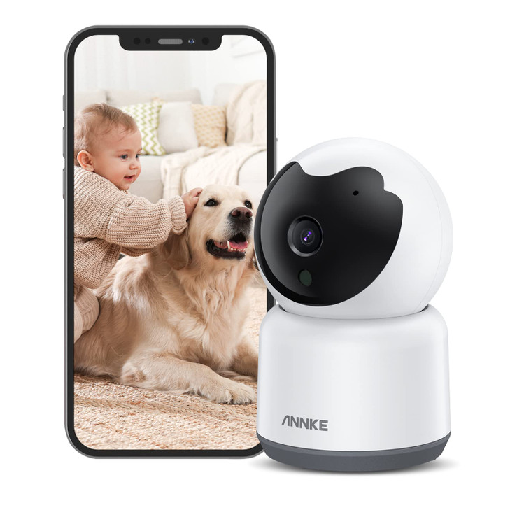 ANNKE 2K Pet Camera Indoor with Phone App, 360 Pan/Tilt WiFi Camera with Human Motion Detection, 2-Way Audio, Night Vision, Baby Camera Monitor for H