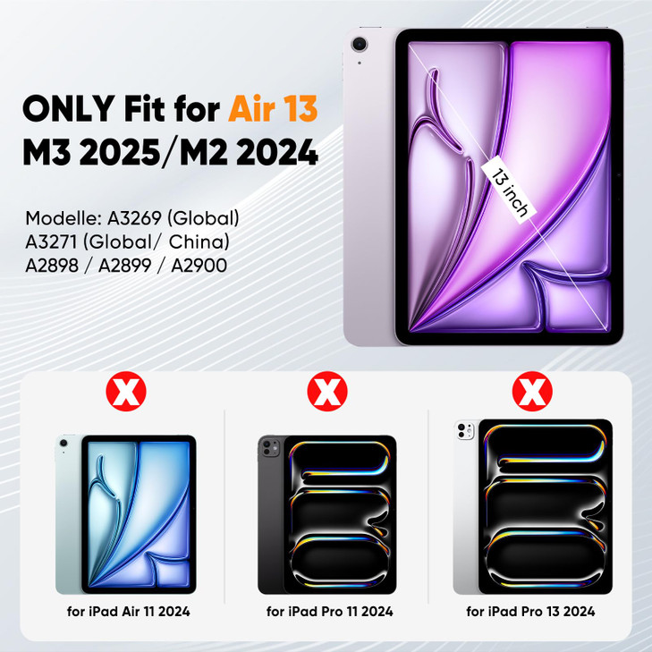 timecity Case for iPad Air 13-Inch (M3) 2025/ (M2) 2024 with Screen Protector/Pen Holder/Adjustable Hand & Shoulder Strap/ 360° Rotating Kickstand, B