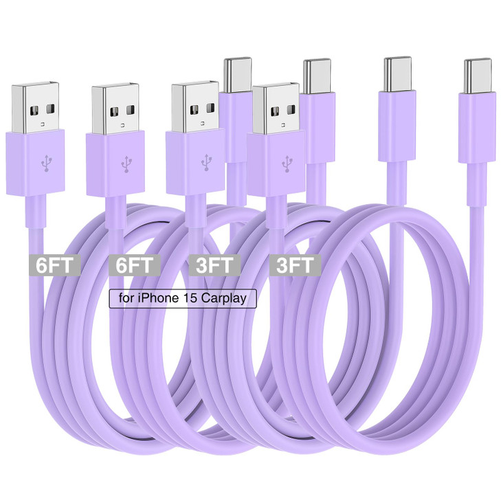 Car Carplay Cable for iPhone 17 16 15 Charger Cord,3/3/6/6FT USB A to USB C Cable for iPhone 17 Pro Max/16 Pro/15 Plus Charger,USB C Car Charger for