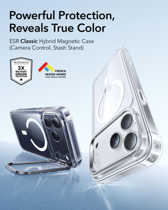 ESR for iPhone 17 Pro Case with Stash Stand, Camera Control Cover Compatible with MagSafe, Military-Grade Drop Protection Magnetic Phone Case for iPh