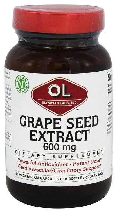 Olympian Labs Grape Seed Extract 600mg, Supports Heart & Immune Health, 60 Count