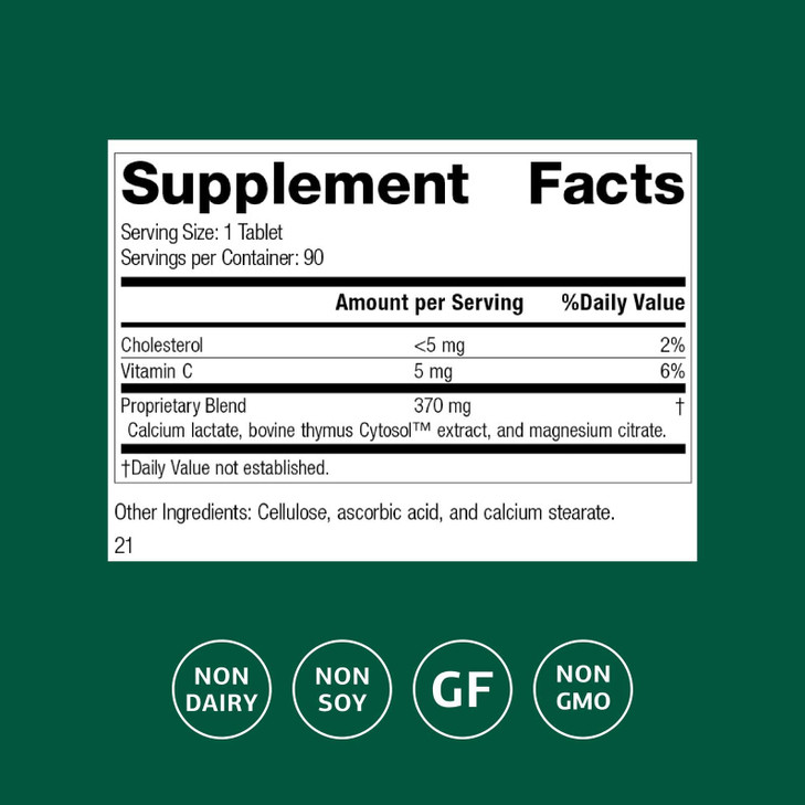 Standard Process Thymex - Cytosol Extract Dietary Supplement for Immune Health - Gluten-Free, Non-Dairy, & Non-Soy - 90 Tablets (90 Servings)