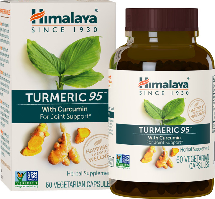 Himalaya Turmeric 95 Supplement with Curcumin/Curcuminoids, Joint and Muscle Support, Optimum Flexibility and Mobility, 600 mg, Non-GMO, Vegan, Glute