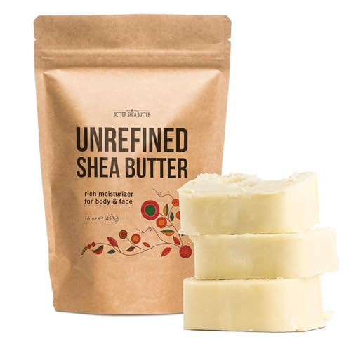 Raw Shea Butter - 100% Pure African Shea Butter for Hair and Body | with Natural Smoky Scent | Unrefined Moisturizer for Dry Skin, DIY Lip Balm, Body