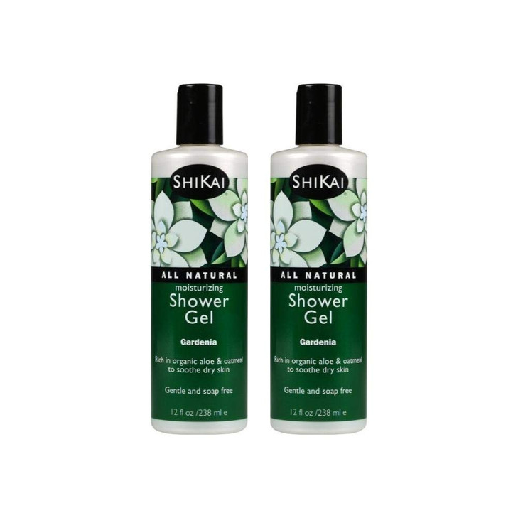 ShiKai Daily Moisturizing Shower Gel (Gardenia, 12oz, Pack of 2) | Gentle Formula | Aloe Vera & Oatmeal for Soft, Healthy Skin | Dry Skin Relief
