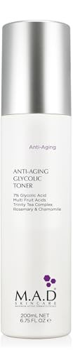 M.A.D Skincare Glycolic Face Toner - 7% AHA Skin Resurfacing Treatment for Age Spots & Firming - Deep Pore Minimizer & Hydrating Amino Acid Formula -