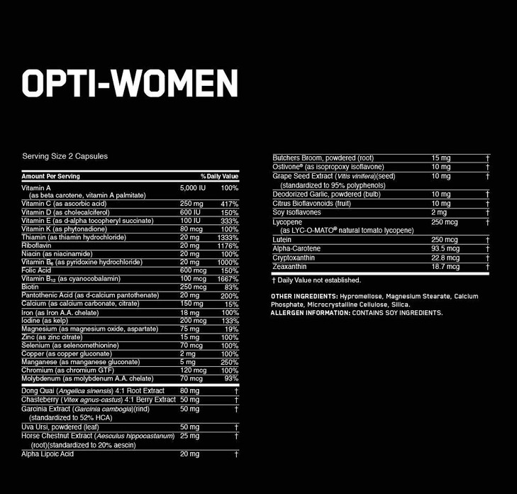 Optimum Nutrition 120 Opti-Women Women's Female Multivitamin Optiwomen Capsules