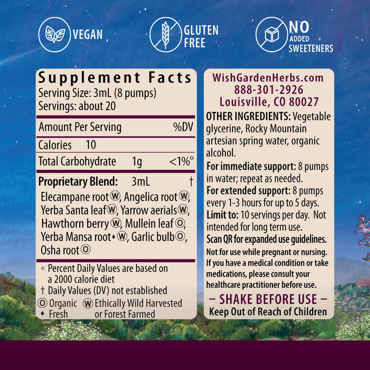 WishGarden Herbs Deep Lung & Bronchial Support - Natural Lung Support Supplement and Lung Cleanse for Smokers with Mullein Leaf, Supports Lung Health