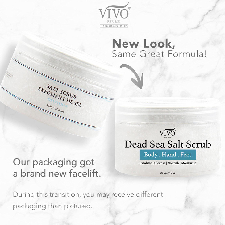 Vivo Per Lei Dead Sea Salt Scrub - Body Exfoliating Scrub with Dead Sea Minerals - Sea Salt for Hands, Feet & Body - Body Scrub to Gently Exfoliate S