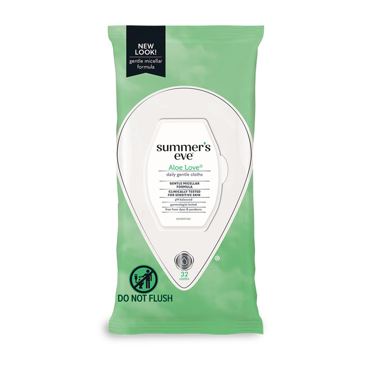 Summers Eve Cleansing Cloths Aloe Love - 32 ct, Pack of 4