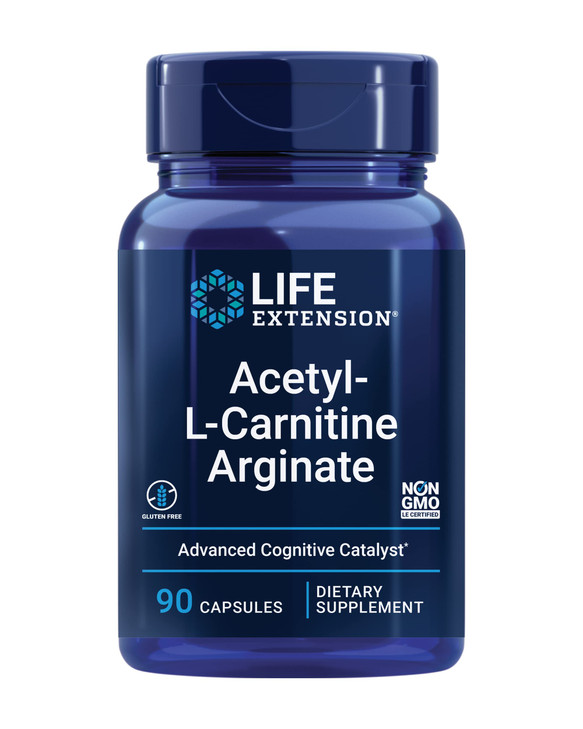 Life Extension Acetyl-L-Carnitine Arginate, Advanced Brain & Nerve Health, Cellular Energy Support, Gluten-Free, Non-GMO, 90 Capsules