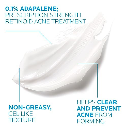 La Roche-Posay Effaclar Adapalene Gel 0.1% Acne Treatment, Retinoid Cream, Acne Medication Gel For Blackheads & Whiteheads, Oil Free, Helps Clear And