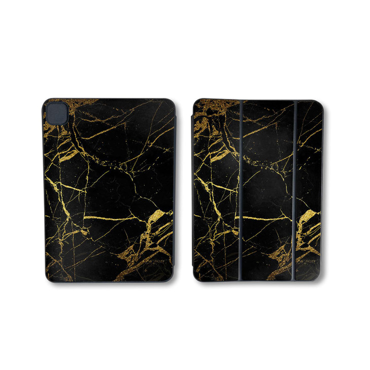 Skin Compatible with Apple Smart Folio for iPad Pro 13-inch (M4/M5) 2025 - Black Gold Marble - Premium 3M Vinyl Protective Wrap Decal Cover - Easy to