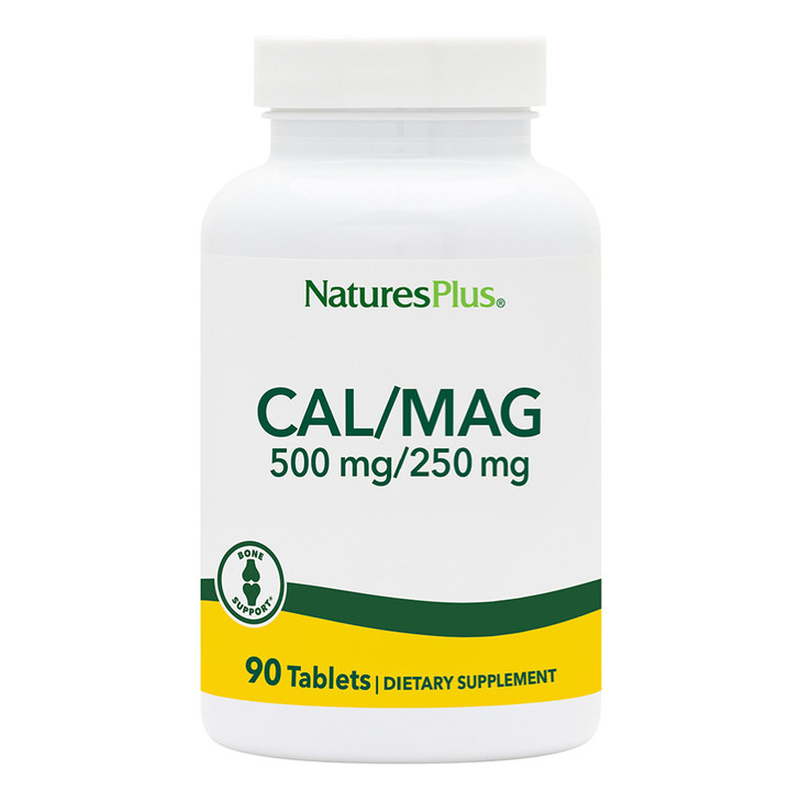 NaturesPlus Cal/Mag - 90 Vegetarian Tablets - 500 mg Calcium & 250 mg Magnesium - 90 Servings