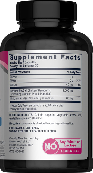 NeoCell Joint Complex Supplement | 120 Capsules | Plus Hyaluronic Acid | Collagen Type II | Advanced Formula