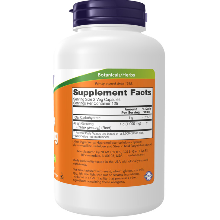 NOW Foods Supplements, Panax Ginseng (Root) 500 mg, Adaptogenic Herb*, 250 Veg Capsules