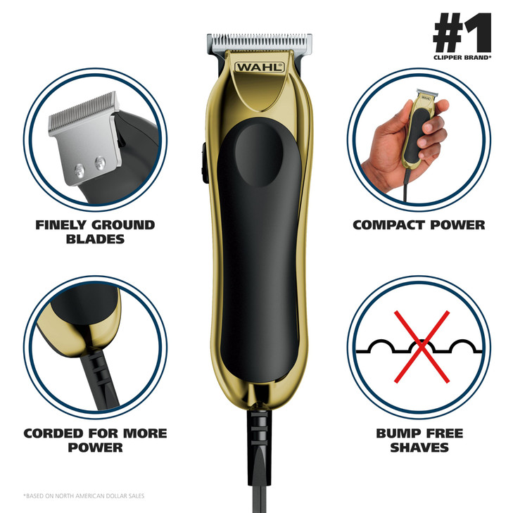 Wahl T-Pro Corded Compact Men's Beard Trimmer with Diamond Finished T Blade for Bump Free Precision Outlining, Detailing, and Trimming - Model 9307-3