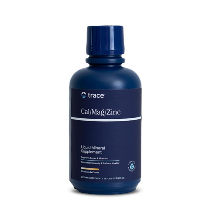Trace Minerals Cal/Mag/Zinc - Liquid Mineral Supplement for Natural Body Health - Bone, Muscle & Cellular Health - Supports Immunity & Energy - Glute