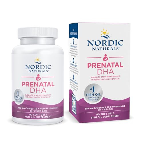 Nordic Naturals Prenatal DHA, Unflavored - 90 Soft Gels - 830 mg Omega-3 + 400 IU Vitamin D3 - Supports Brain Development in Babies During Pregnancy