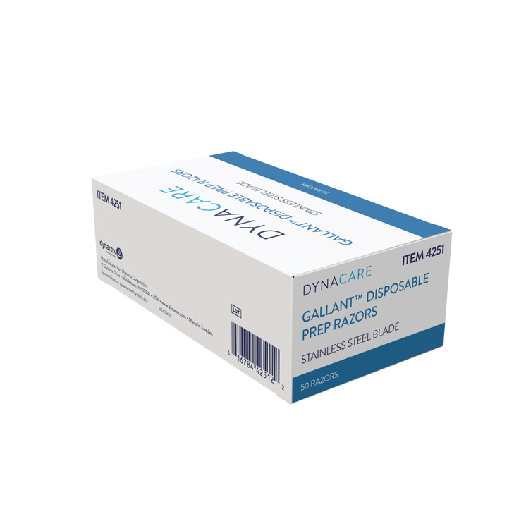 Dynarex Gallant Disposable Prep Razors, Used before ECG and other Procedures, Disposable Razors with Open Design, Ergonomic Surgical Prep Razors, 1 B
