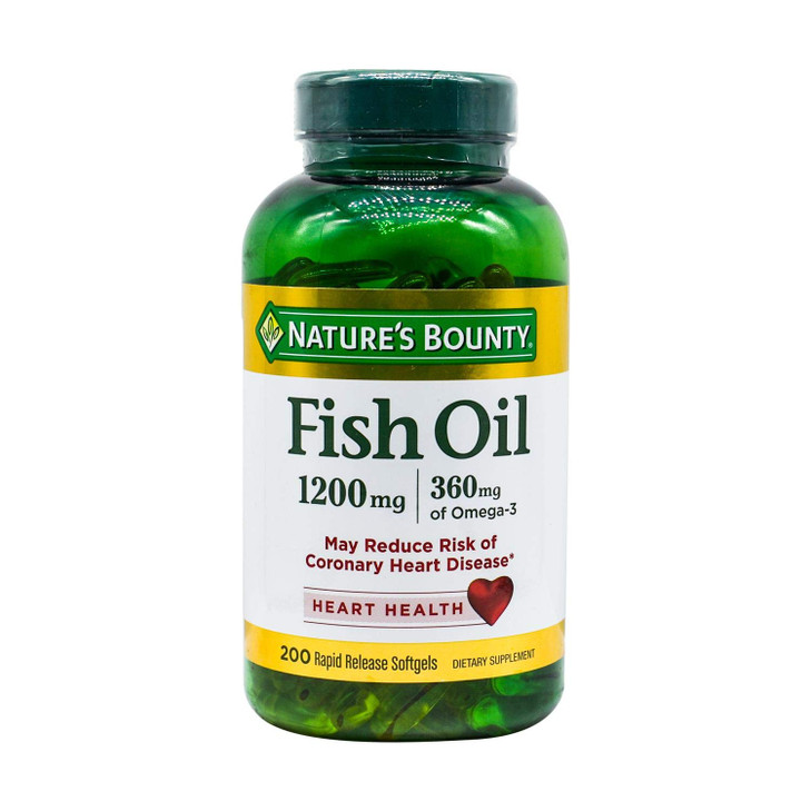 Nature's Bounty Fish Oil, Supports Heart Health, 1200 Mg, Rapid Release Softgels, 200 Ct