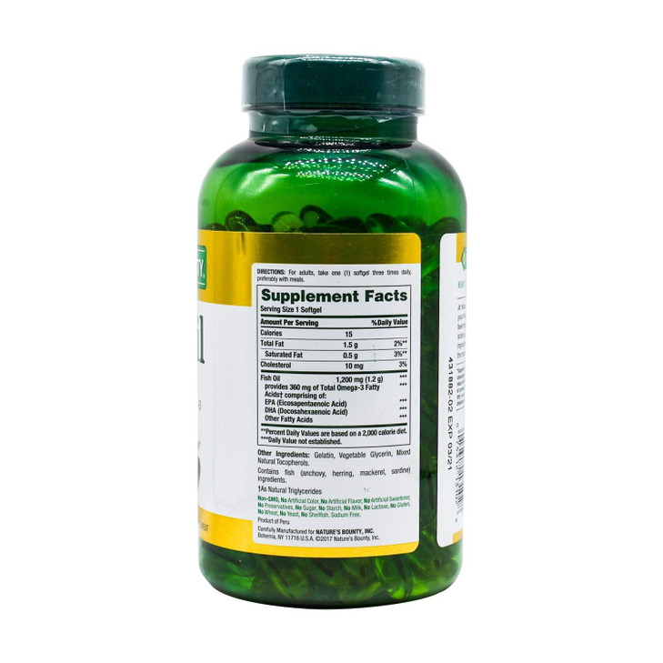 Nature's Bounty Fish Oil, Supports Heart Health, 1200 Mg, Rapid Release Softgels, 200 Ct