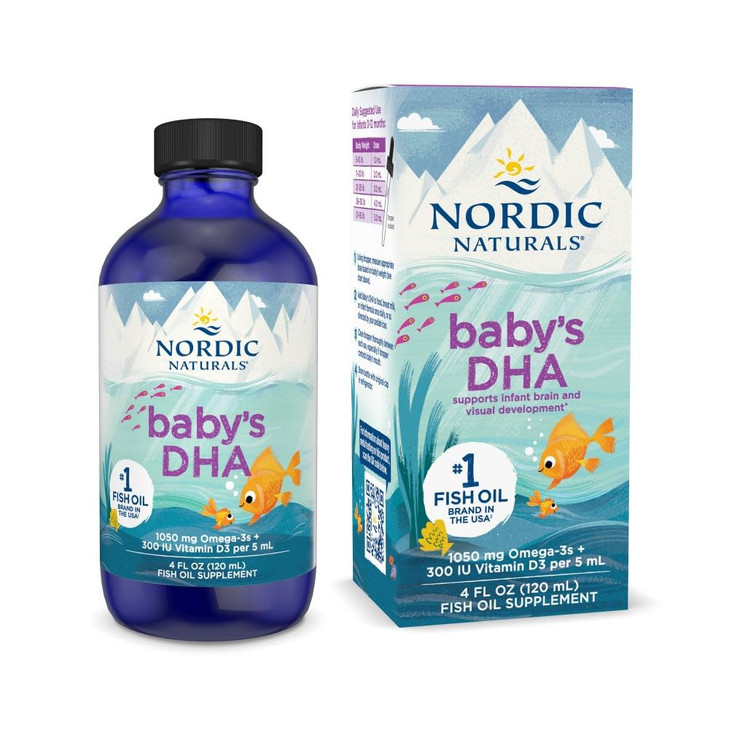 Nordic Naturals Babys DHA, Unflavored - 4 oz - 1050 mg Omega-3 + 300 IU Vitamin D3 - Supports Brain, Vision & Nervous System Development in Babies -