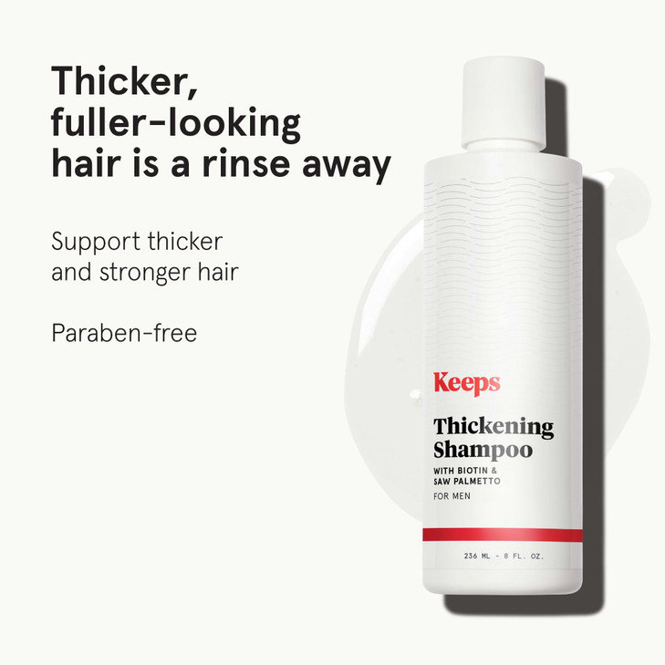 Keeps Mens Hair Loss Shampoo with Biotin - Anti-Thinning & Hair Growth Shampoo for Men - DHT Blocker with Saw Palmetto & Caffeine for Fuller, Thicke