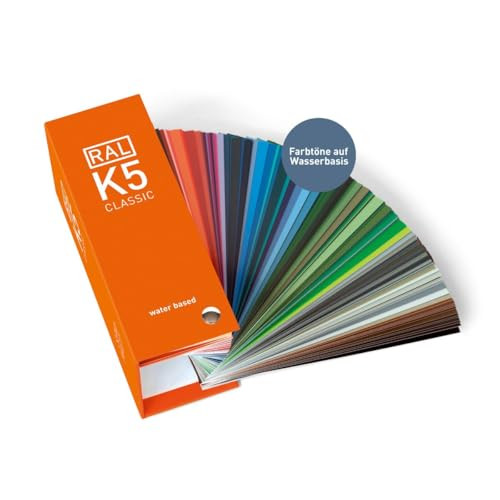 RAL K5 Color Chart, 216 Full Page Color Swatches, Semi-Matte, 8 Languages