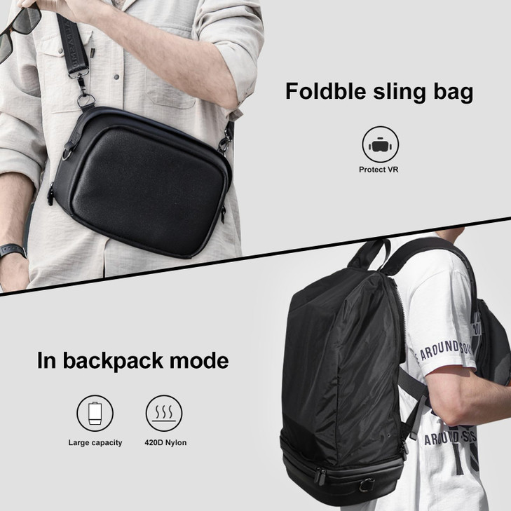 Krone Kalpasmos Convertible Crossbody Backpack for Men  Expandable Sling Bag with Large Capacity, Compact Travel Backpack Fits Tech Gear, Laptops, N