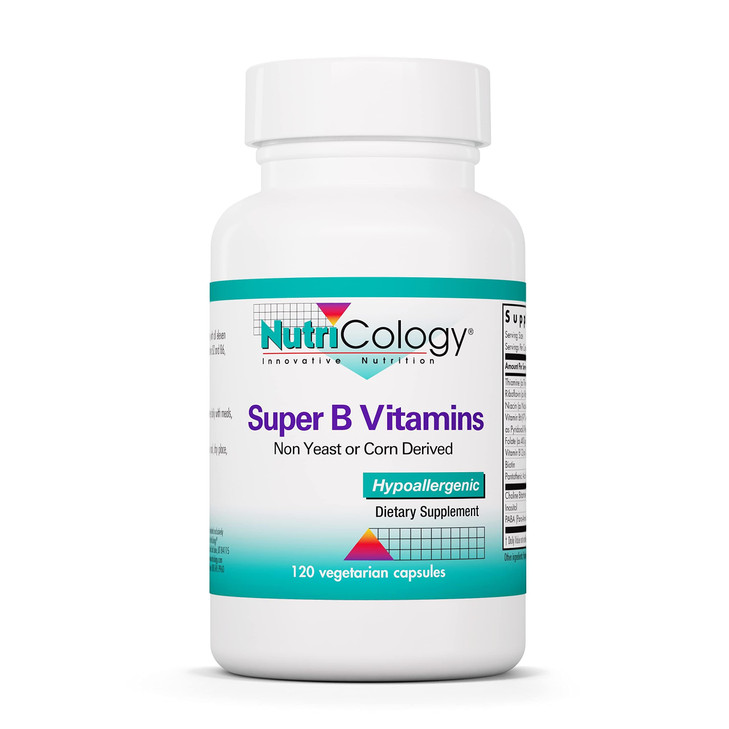 Nutricology Super Vitamin B Complex - Vitamin B for Men & Women, Vitamin B Supplement, Vitamin B12, Vitamin B6, Vegetarian Capsules, Corn-Free, Yeast