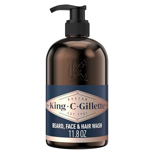 King C. Gillette Beard Wash, Mens Face Wash, 11 oz, Infused with Argan Oil and Avocado Oil to Cleanse Hair and Skin