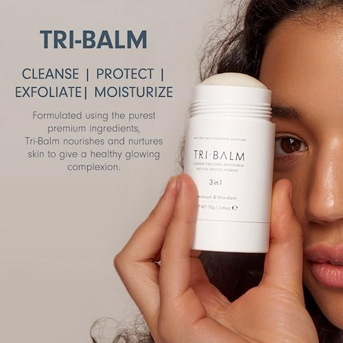 FORMULAE PRESCOTT | Tri-Balm Essential Stick 3 in 1 Facial Balm | Facial Cleanser, Exfoliant, & Moisturizer | All Natural Skin Care (70g | 2.46 Oz)